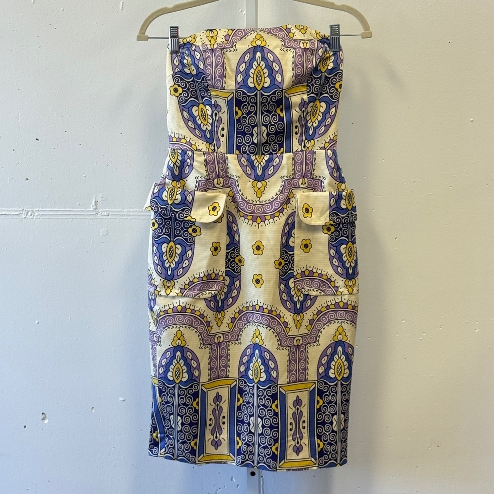 Anthropologie Tracy Reese Strapless Corset Persian Thresholds Dress Sz 4 Boho